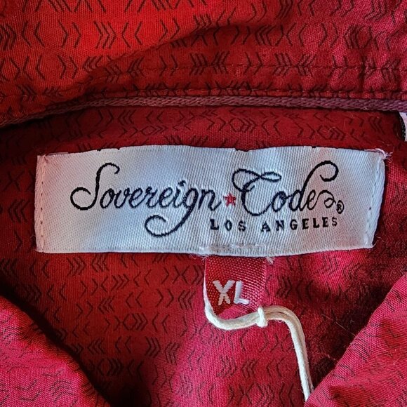 NWT Sovereign Code Prophet Retro Red Pattern Long Sleeve Button Shirt Mens XL - Picture 4 of 6